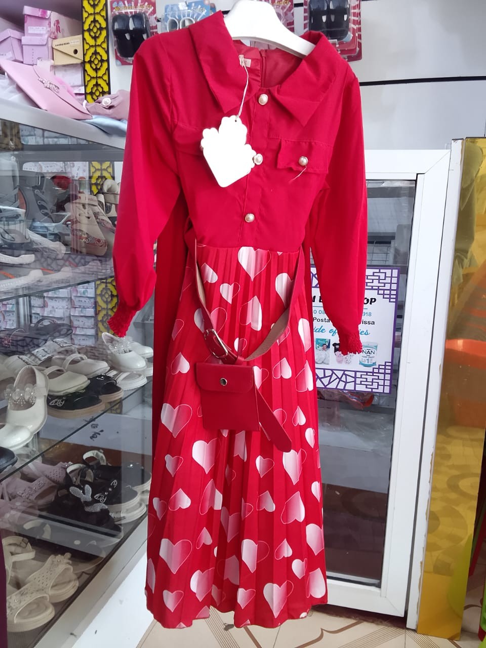 Red Long-Sleeved Dress